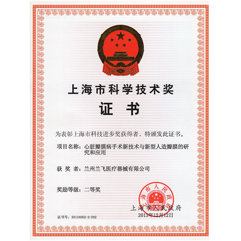 上海市科學技術二等獎